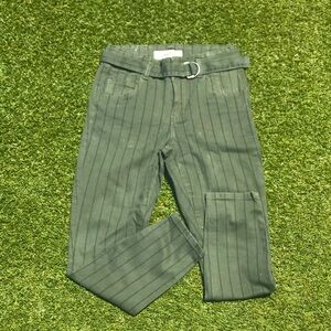 Indigo Rein Green Striped Belted Pants
